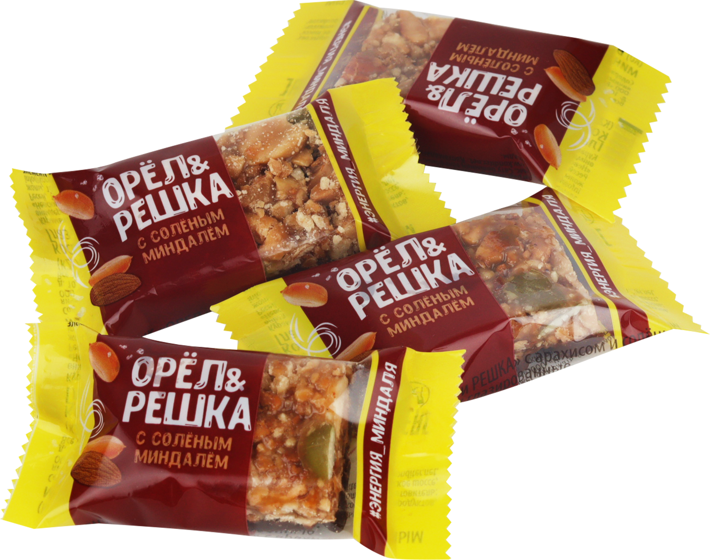 Изображение товара Батончик ОРЕЛ И РЕШКА с арахисом и соленым миндалем  весовой