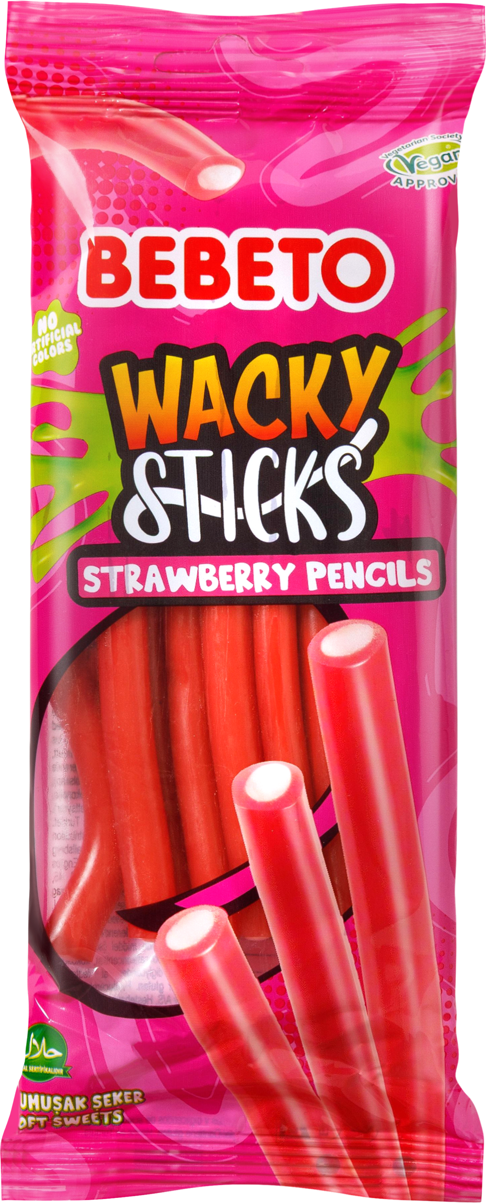 Изображение товара Мармелад BEBETO Wacky sticks strawberry pencils клубника 160г
