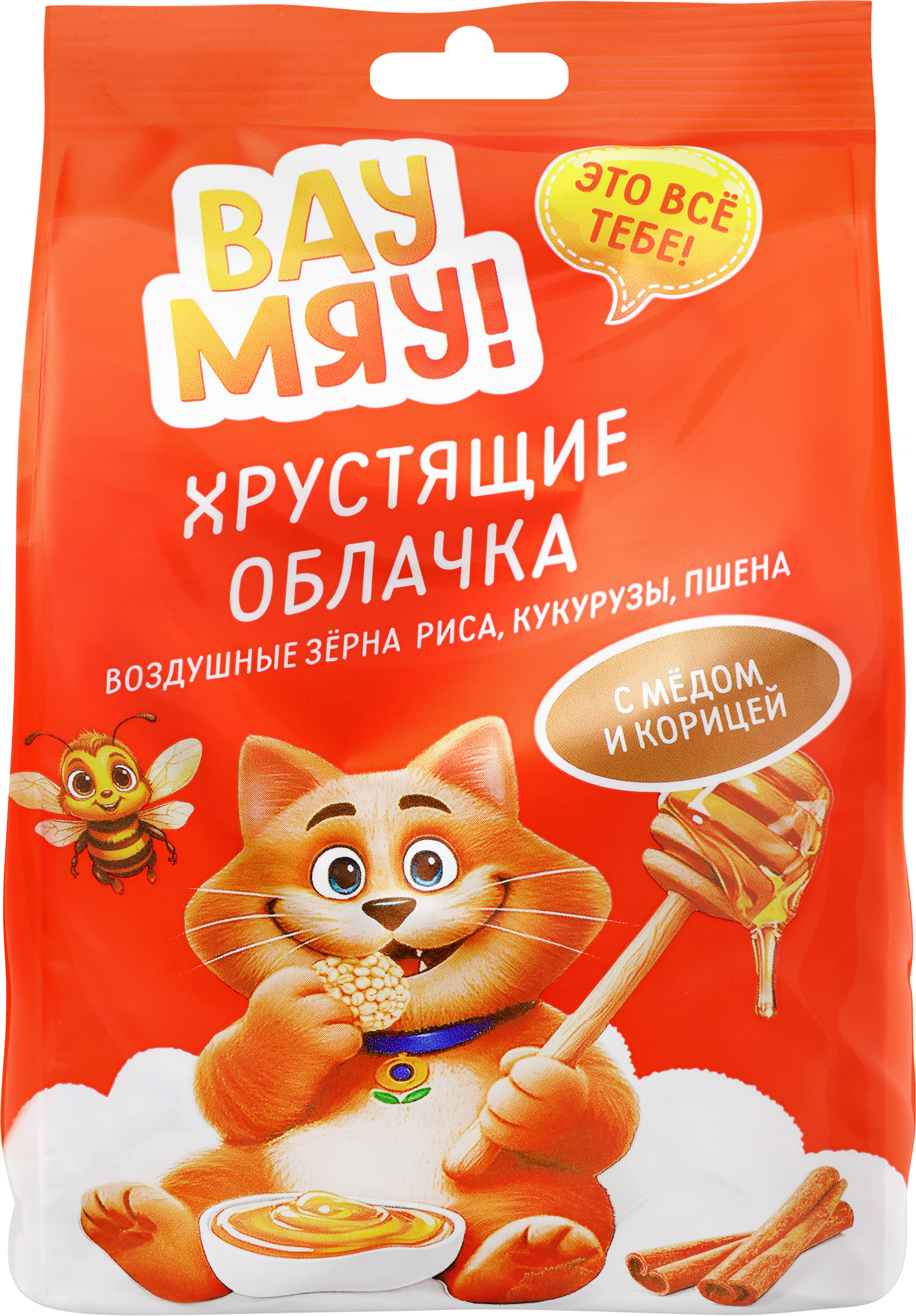 Изображение товара Шарики хрустящие ВАУ-МЯУ с медом и корицей, 150г - полезный злаковый снек