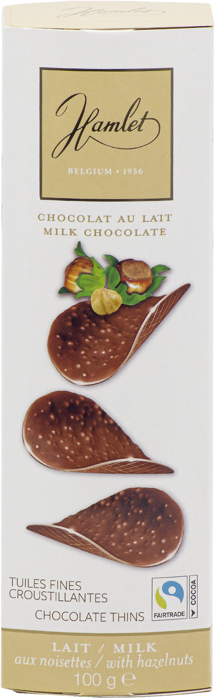 Изображение товара Чипсы шоколадные HAMLET шоколад молочный с фундуком, 100г