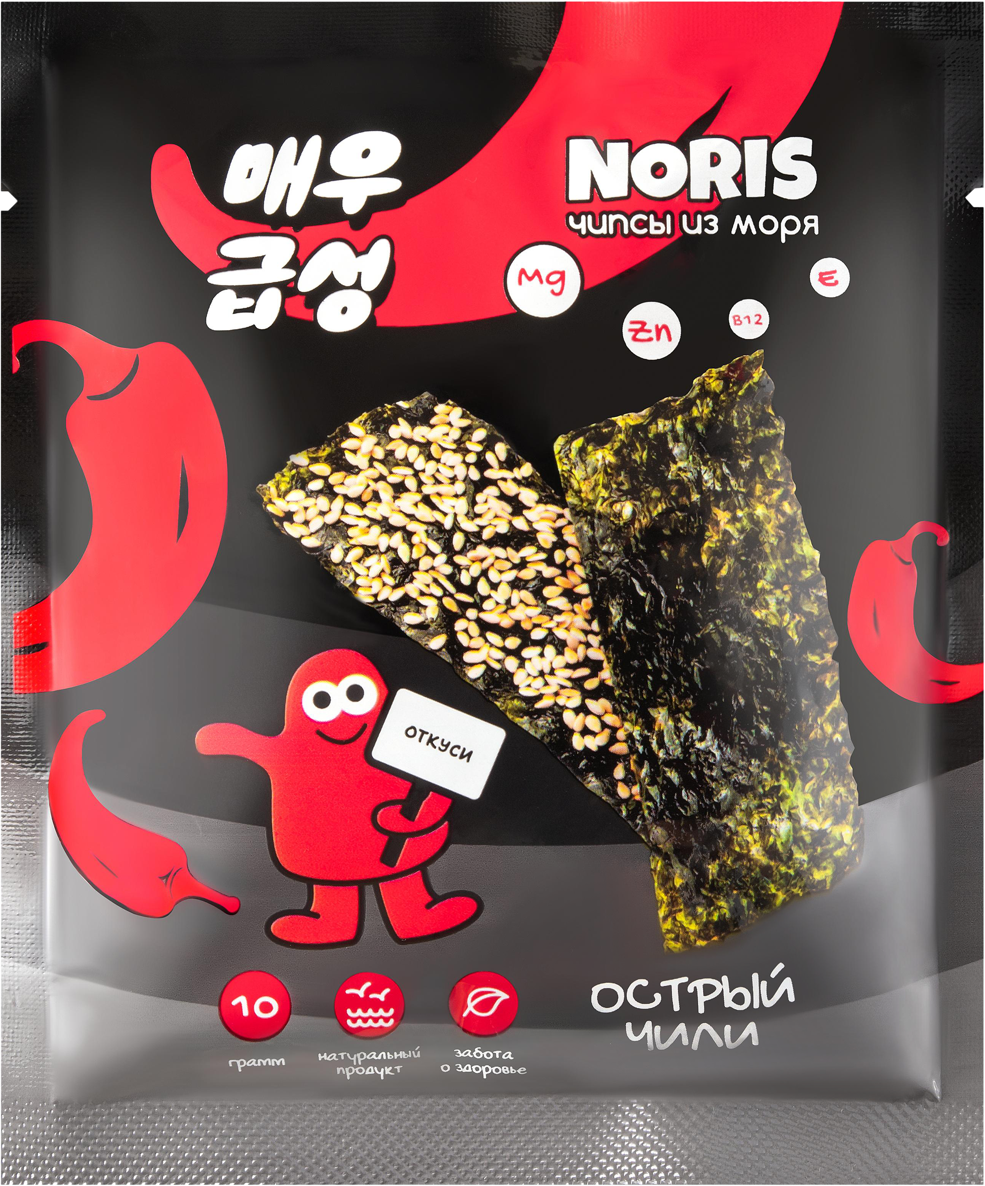 Изображение товара Чипсы нори NORIS острый чили 10г - пикантный морской снек для любителей остроты