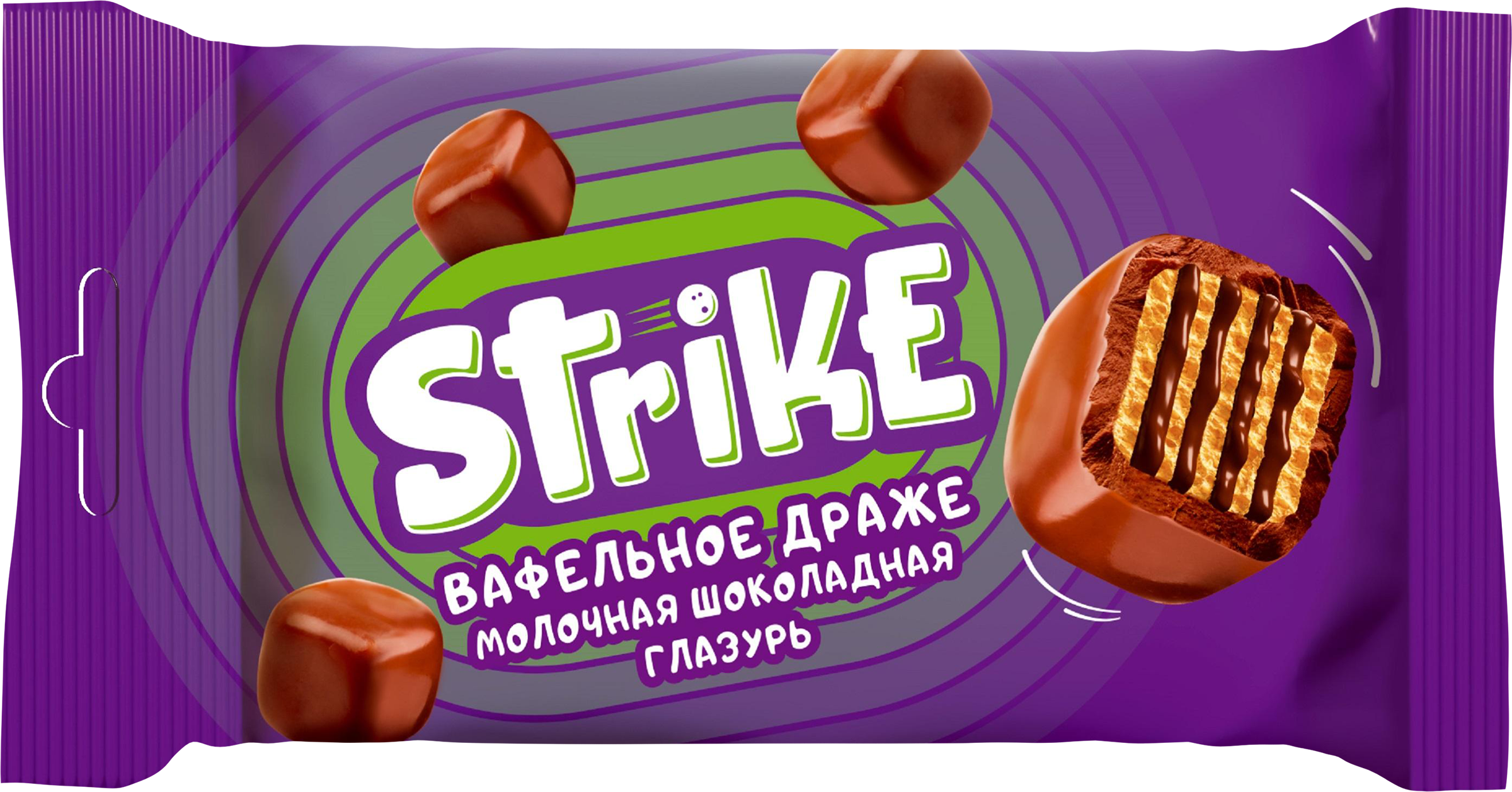 Изображение товара Драже STRIKE Вафельный кубик в молочной шоколадной глазури 40г Россия