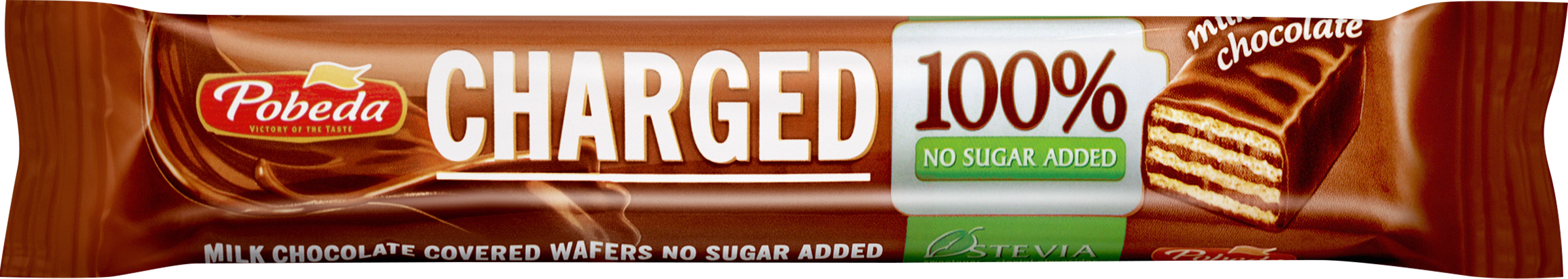 Изображение товара Вафельный батончик ПОБЕДА ВКУСА Чаржед в молочном шоколаде 45г без сахара