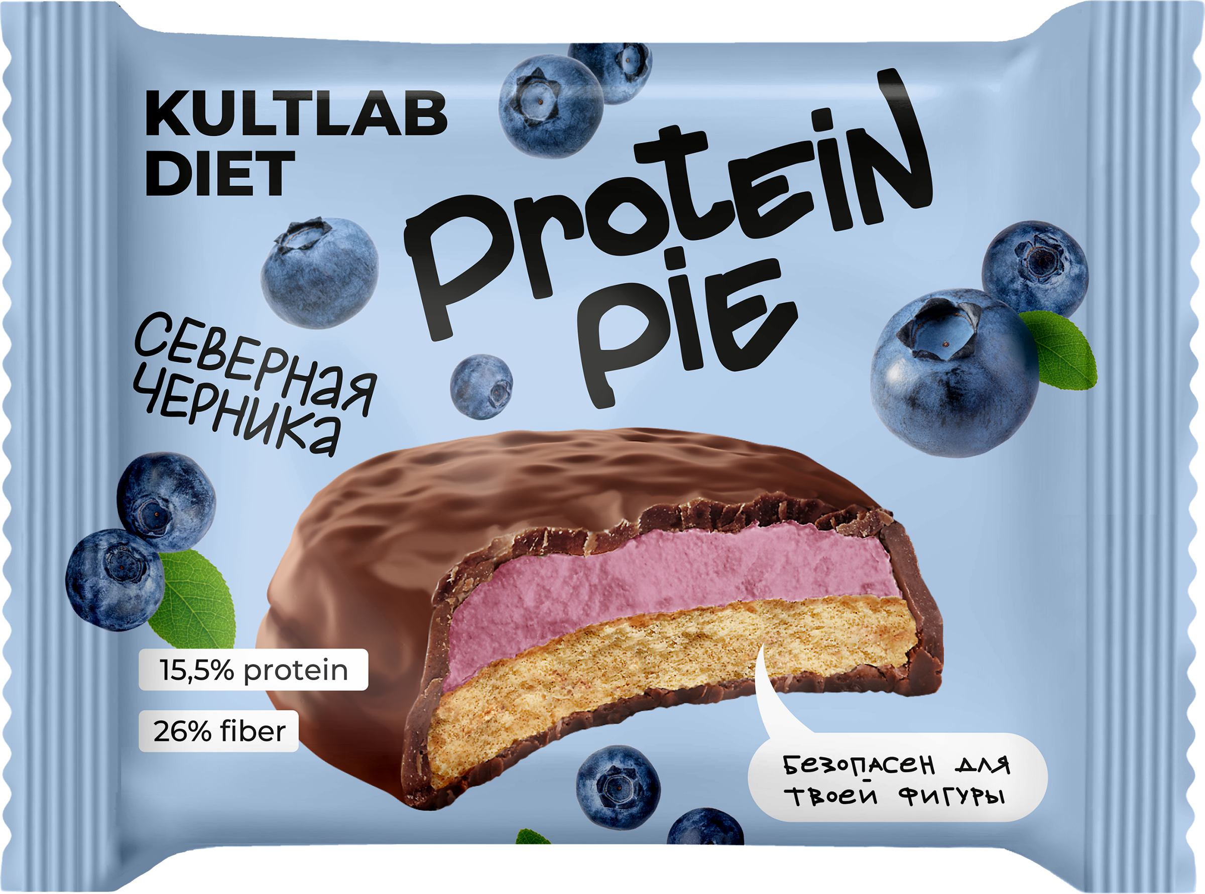 Изображение товара Протеиновое печенье KULTLAB Diet Protein Pie Северная черника, глазированное, 45г