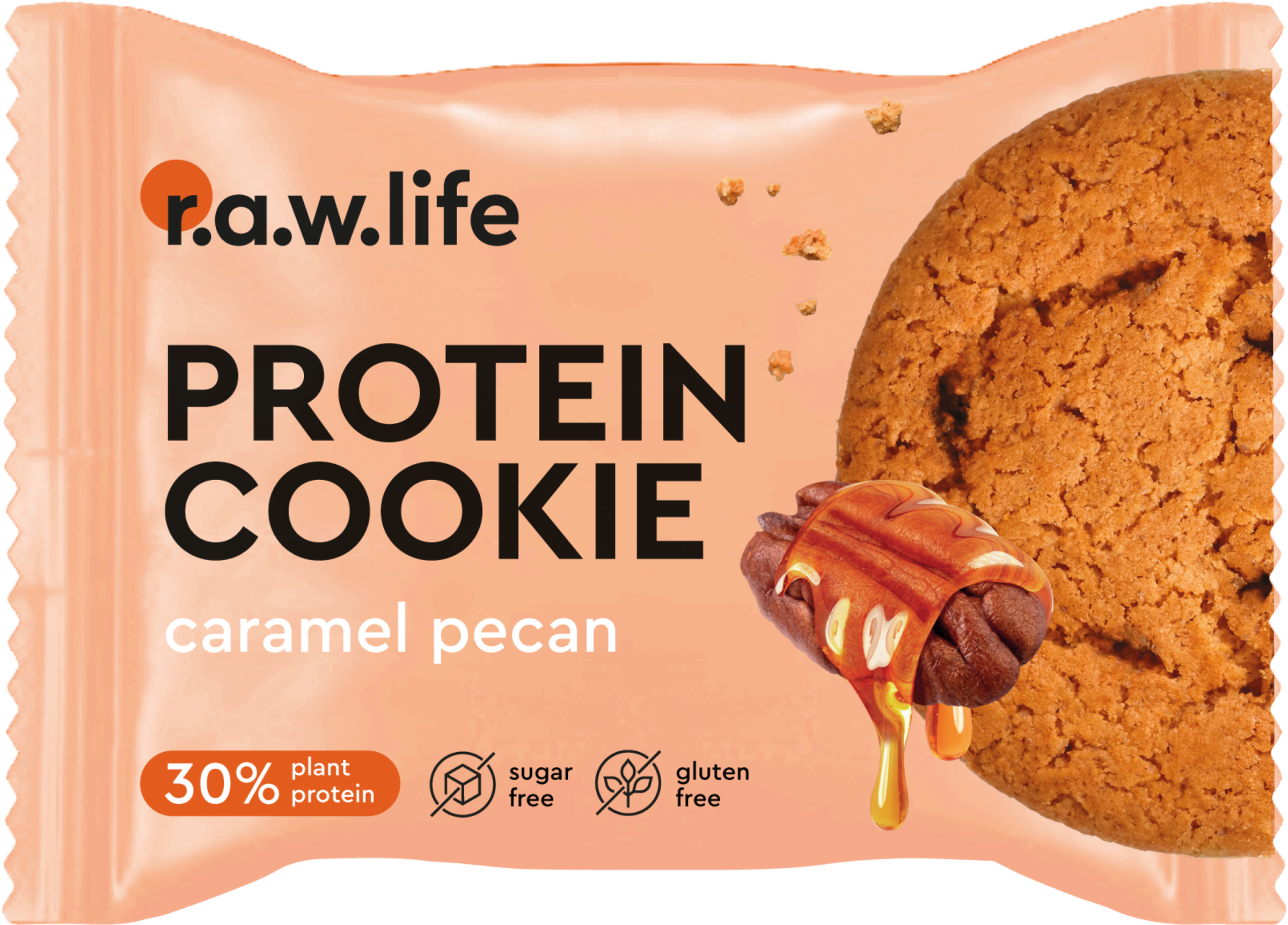 Изображение товара Печенье протеиновое R.A.W. LIFE Карамельный пекан, с растительным протеином, без сахара, 37г