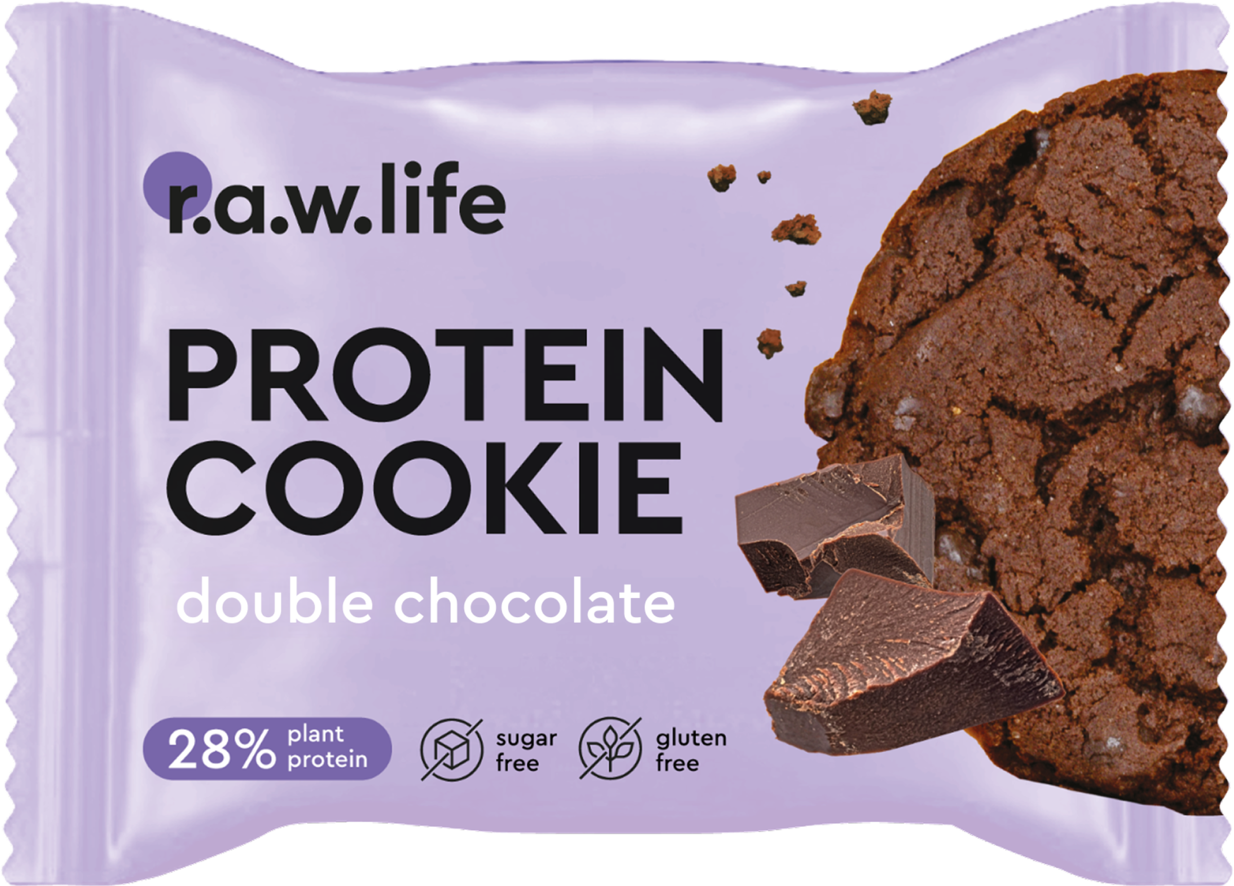 Изображение товара Печенье протеиновое R.A.W. LIFE Двойной шоколад, с растительным протеином, без сахара, 37г