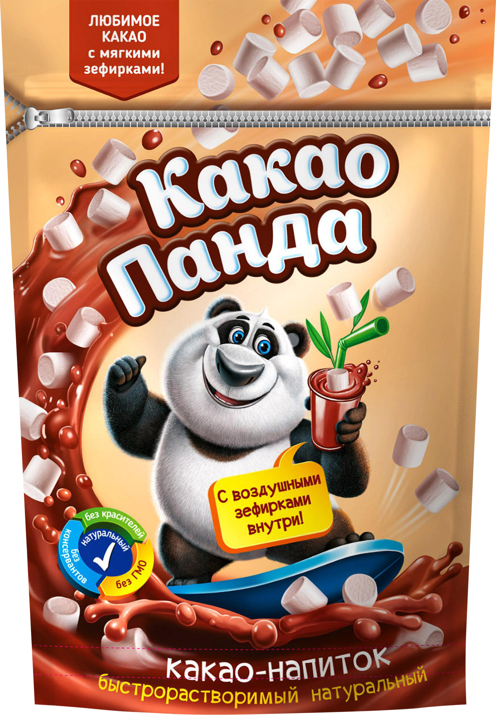 Изображение товара Какао-напиток быстрорастворимый КАКАО ПАНДА с воздушным зефиром натуральный, 160г