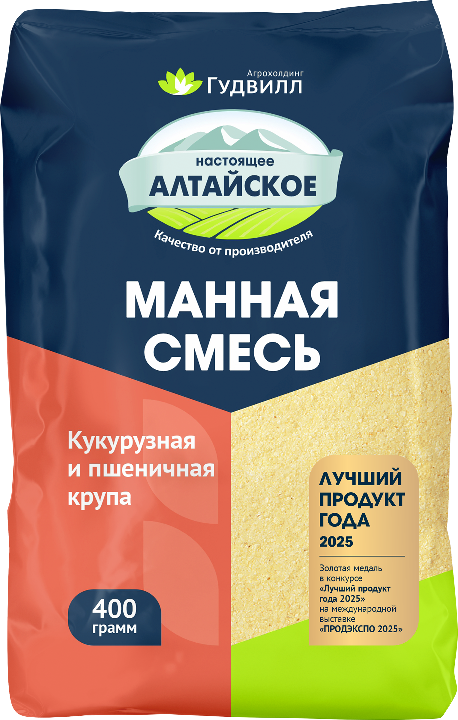 Изображение товара Манная смесь ГУДВИЛЛ Кукурузная и пшеничная крупа, 400г