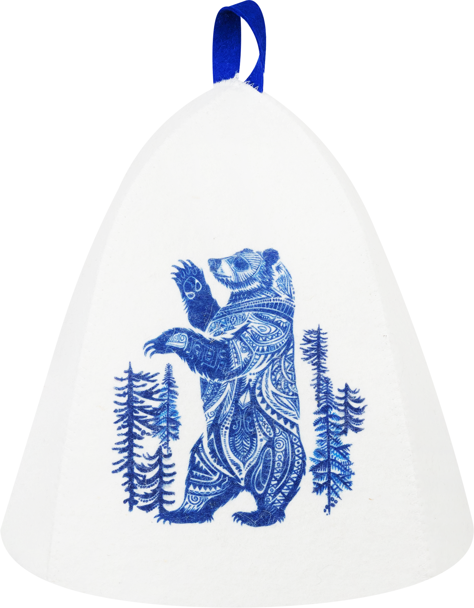 Изображение товара Шапка для бани и сауны ГЛАВБАНЯ Фольклорная белый войлок с принтом Арт Б4030712Л