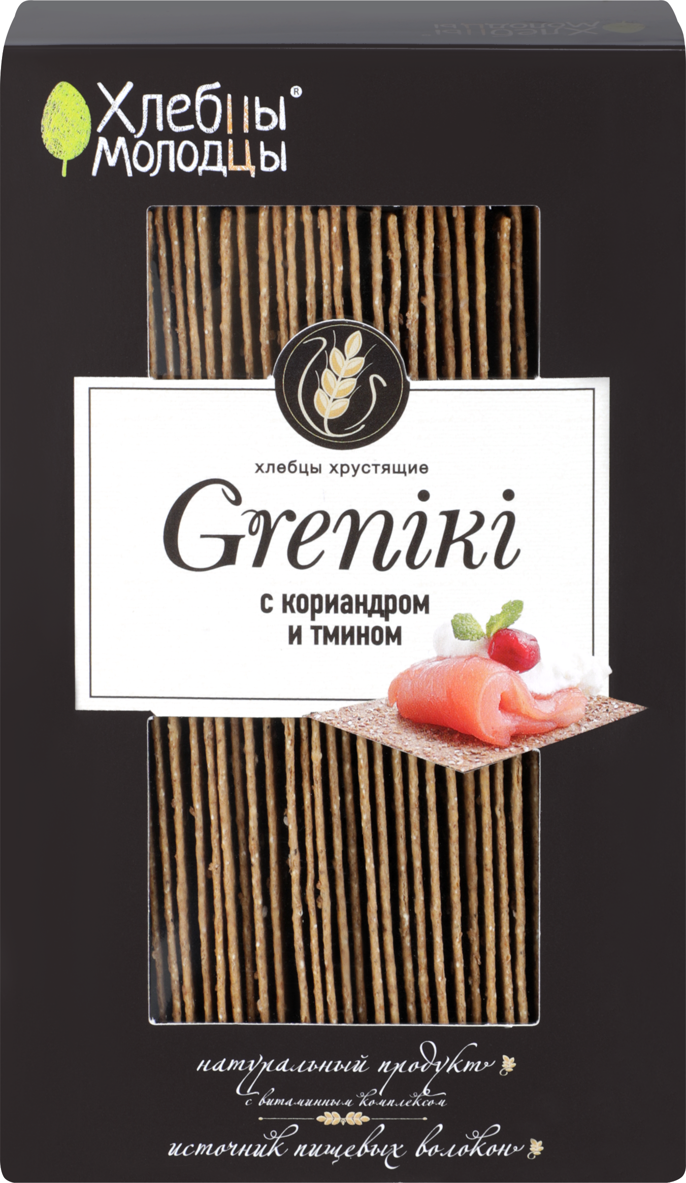 Изображение товара Хлебцы Greniki ХЛЕБЦЫ-МОЛОДЦЫ с кориандром и тмином, 150 г
