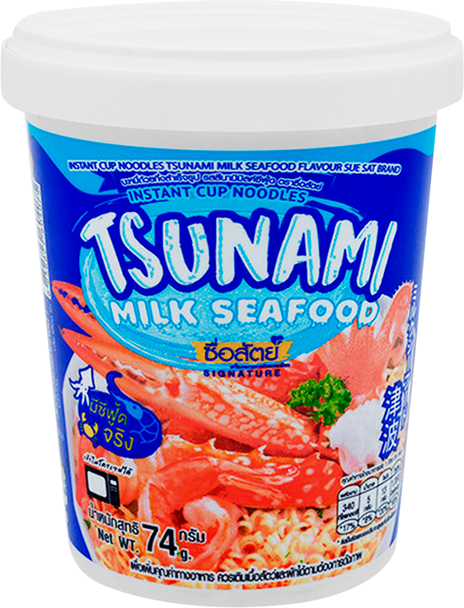 Изображение товара Лапша SUE SAT Tsunami/Цунами, со вкусом cливочного супа с морепродуктами, 74г