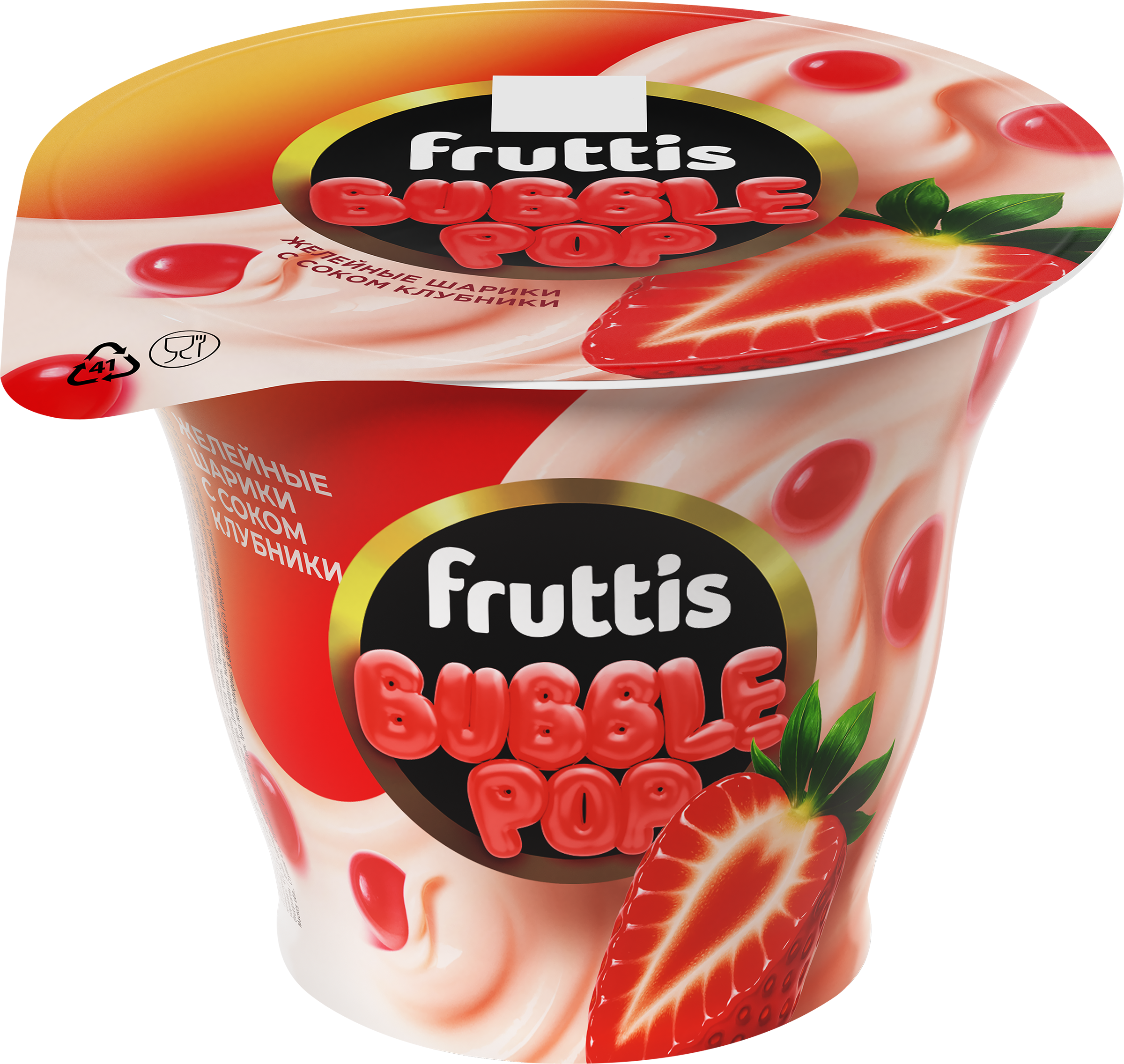 Изображение товара Продукт йогуртный пастеризованный FRUTTIS Клубника с желейными шариками, с соком клубники 4,4%, без змж, 180г