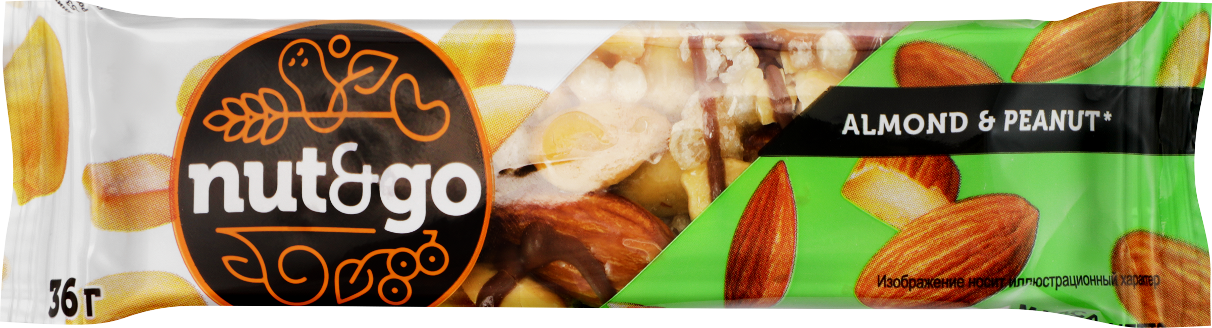 Изображение товара Батончик ореховый NUT&GO с арахисовой пастой, 36г