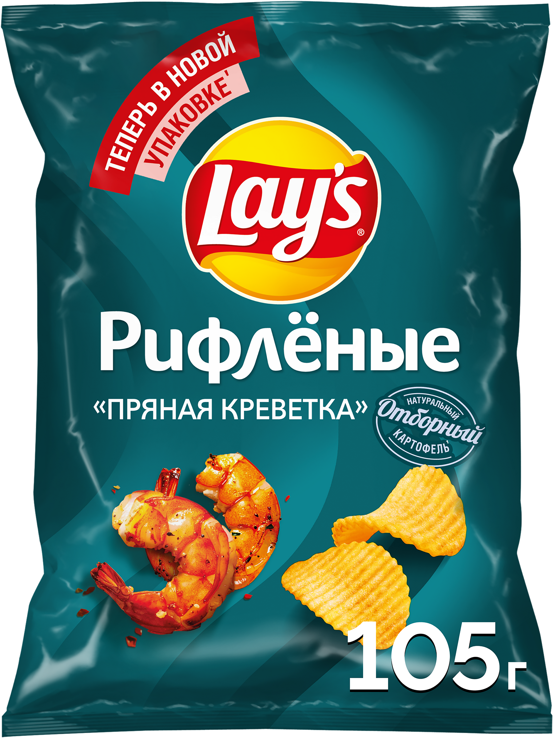 Изображение товара Чипсы картофельные LAY'S Пряная креветка, рифленые, 105г