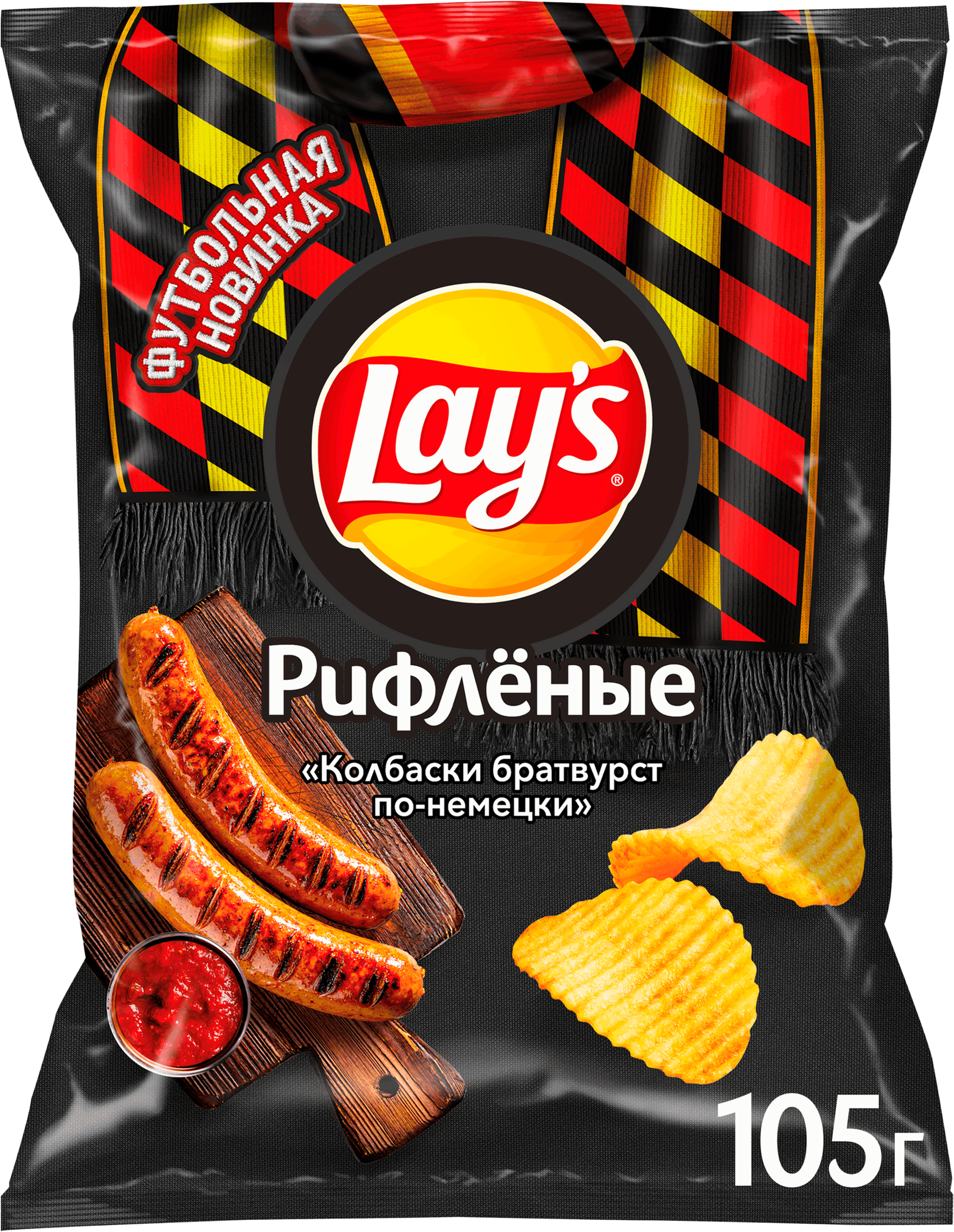 Изображение товара Картофельные чипсы LAY'S Колбаски братвурст по-немецки 105г хрустящие и ароматные