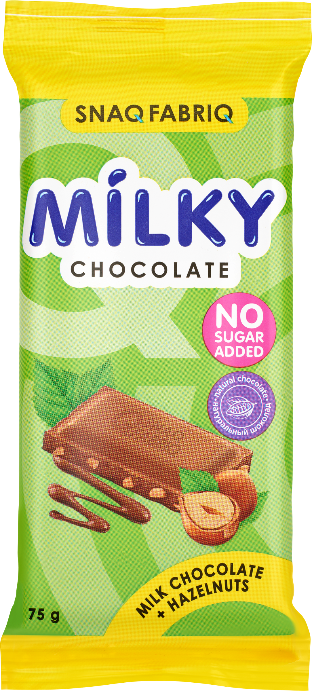 Изображение товара Шоколад молочный SNAQ FABRIQ с фундуком, без сахара, 75г