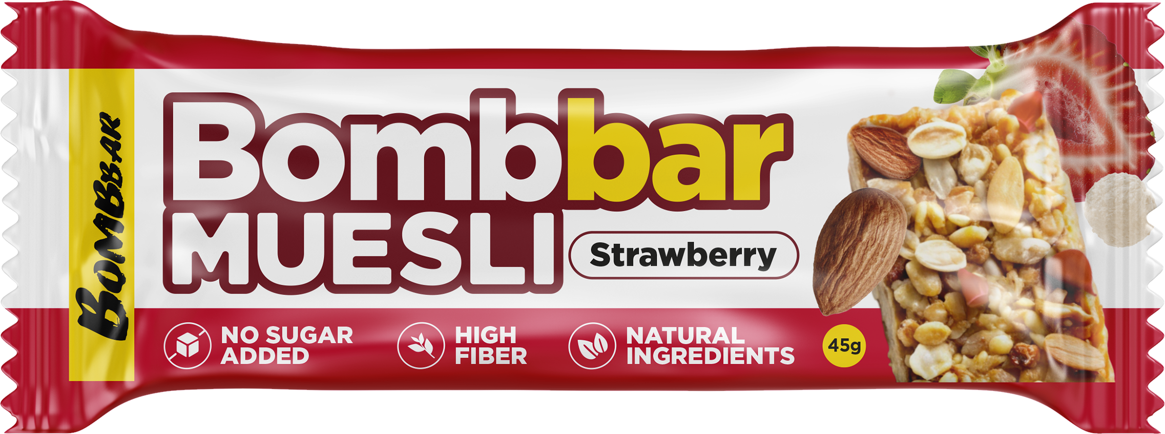 Изображение товара Батончик-мюсли мультизлаковый BOMBBAR Клубника, 45г
