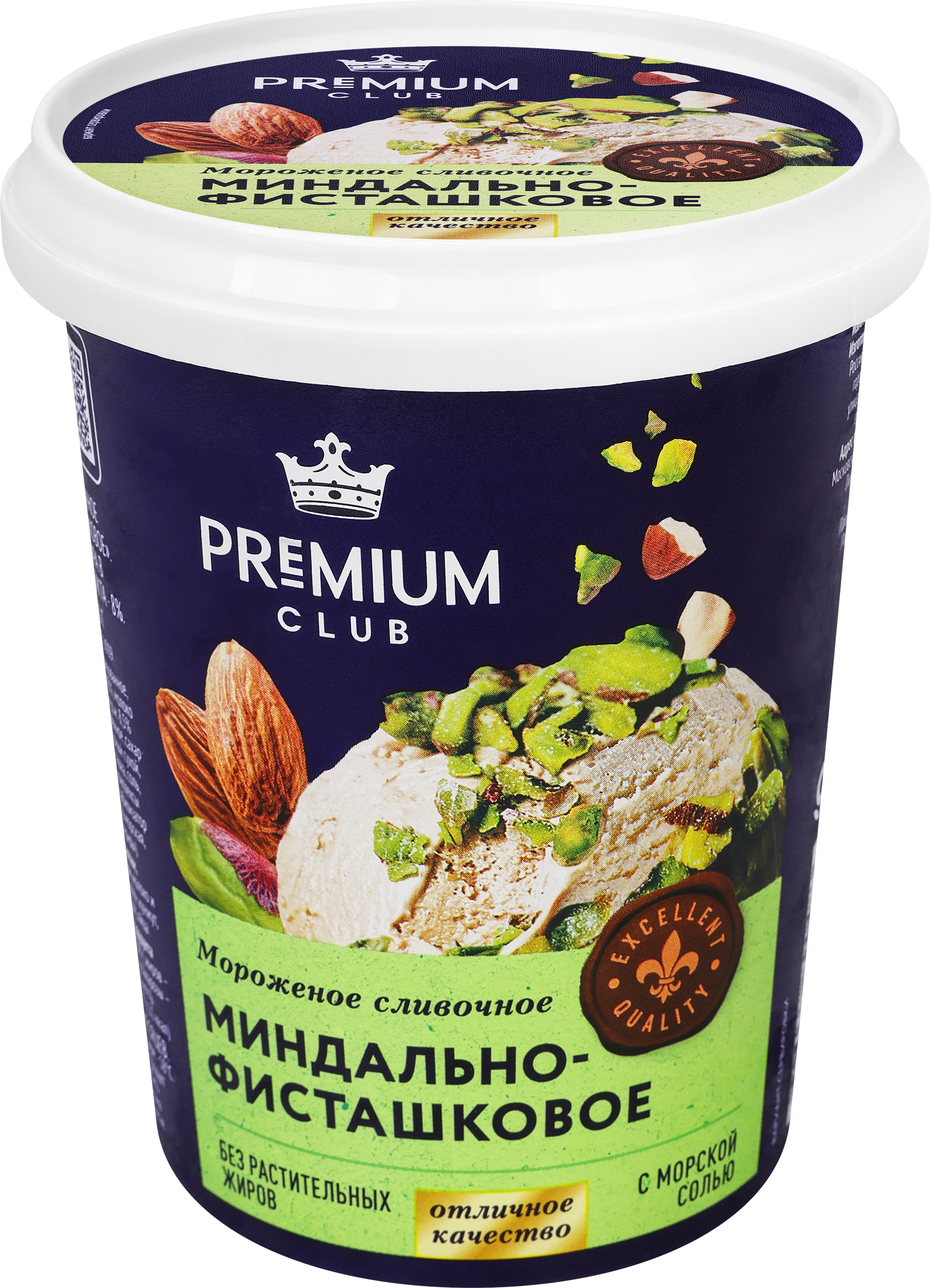 Изображение товара Мороженое PREMIUM CLUB Миндально-фисташковое, сливочное, без змж, 330г