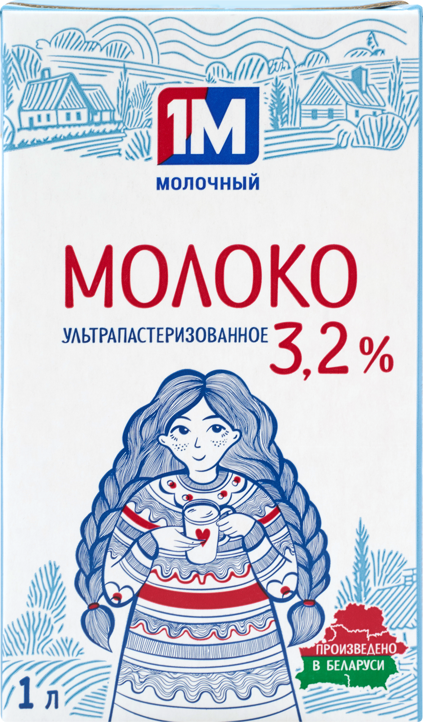 Изображение товара Молоко ультрапастеризованное 1М МОЛОЧНЫЙ 3,2%, без змж, 1000мл
