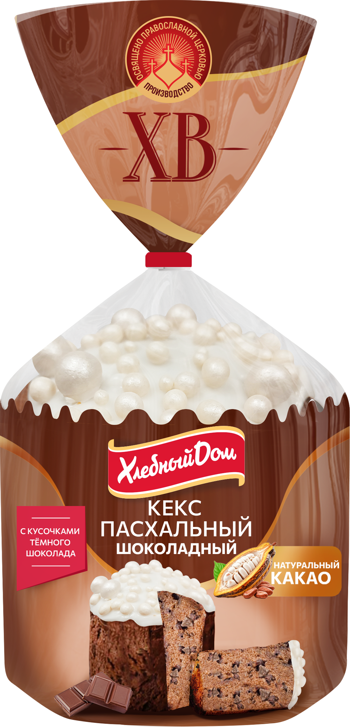 Изображение товара Кекс ХЛЕБНЫЙ ДОМ Пасхальный шоколадный 400 г Шоколадная начинка