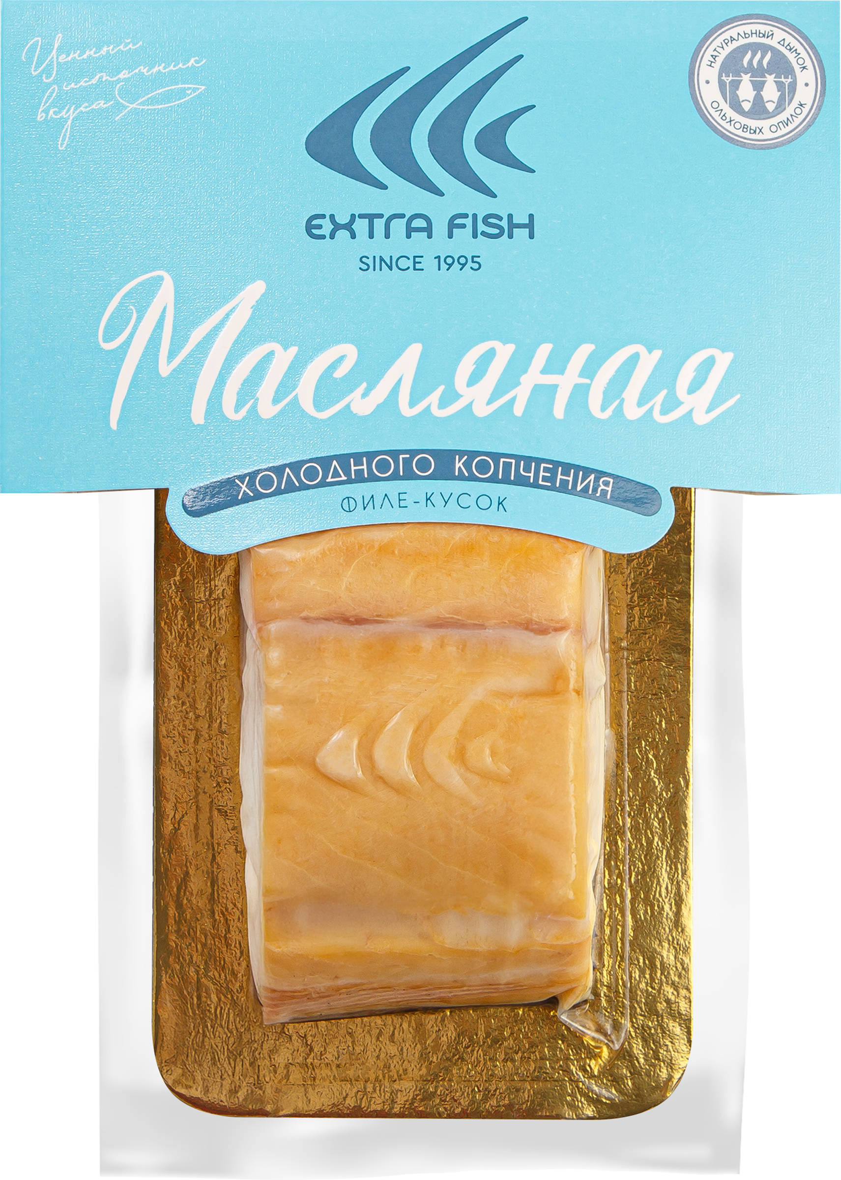 Изображение товара Масляная рыба холодного копчения ЭКСТРА ФИШ филе-кусок, 200г