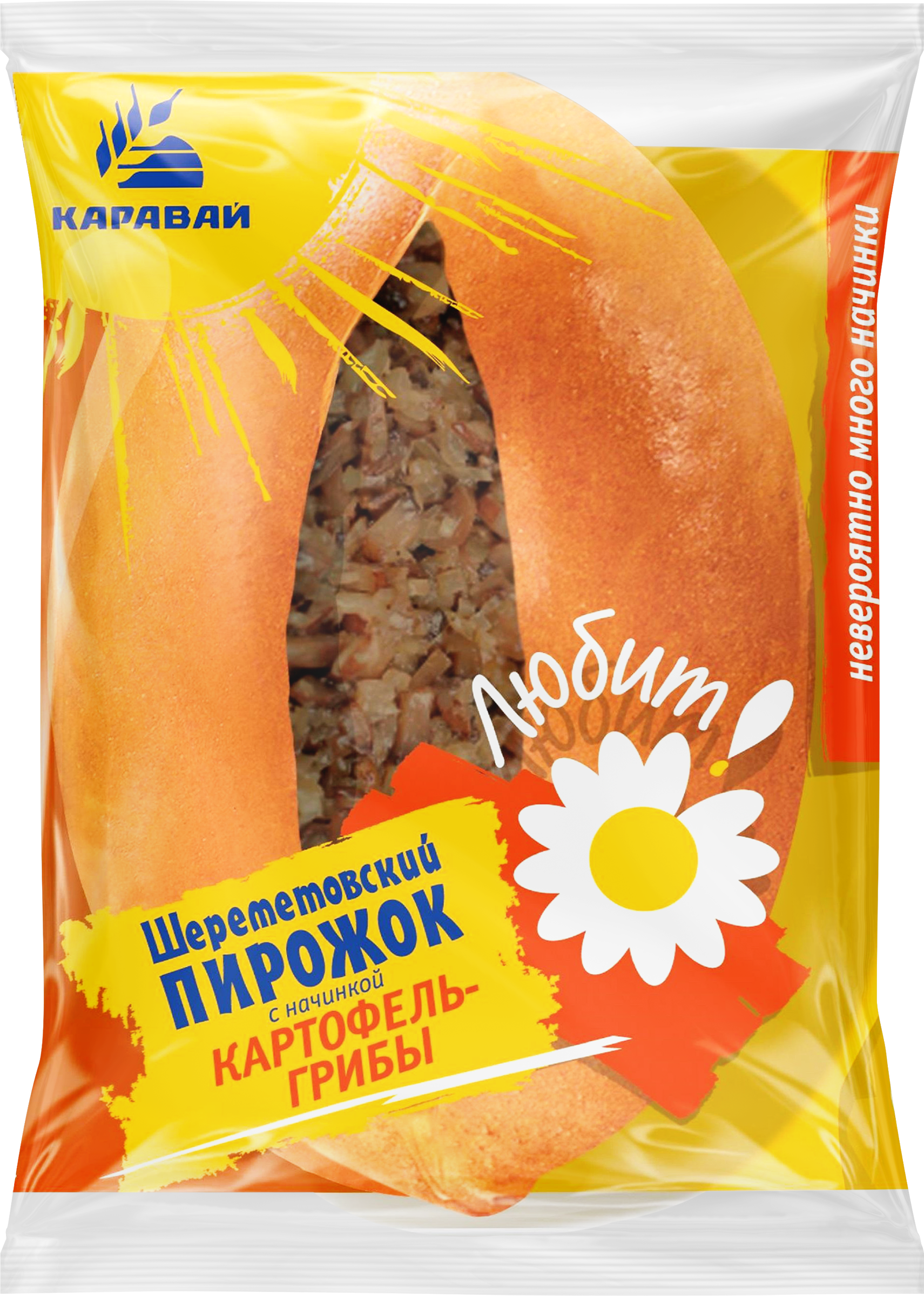 Изображение товара Пирожок КАРАВАЙ Шереметовский, картофель-грибы, 70г