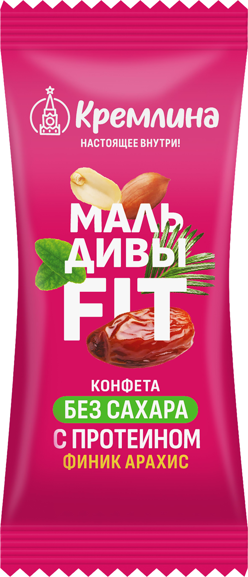 Изображение товара Конфеты с протеином и арахисом КРЕМЛИНА Мальдивы Фит, глазированные, вкус Тирамису