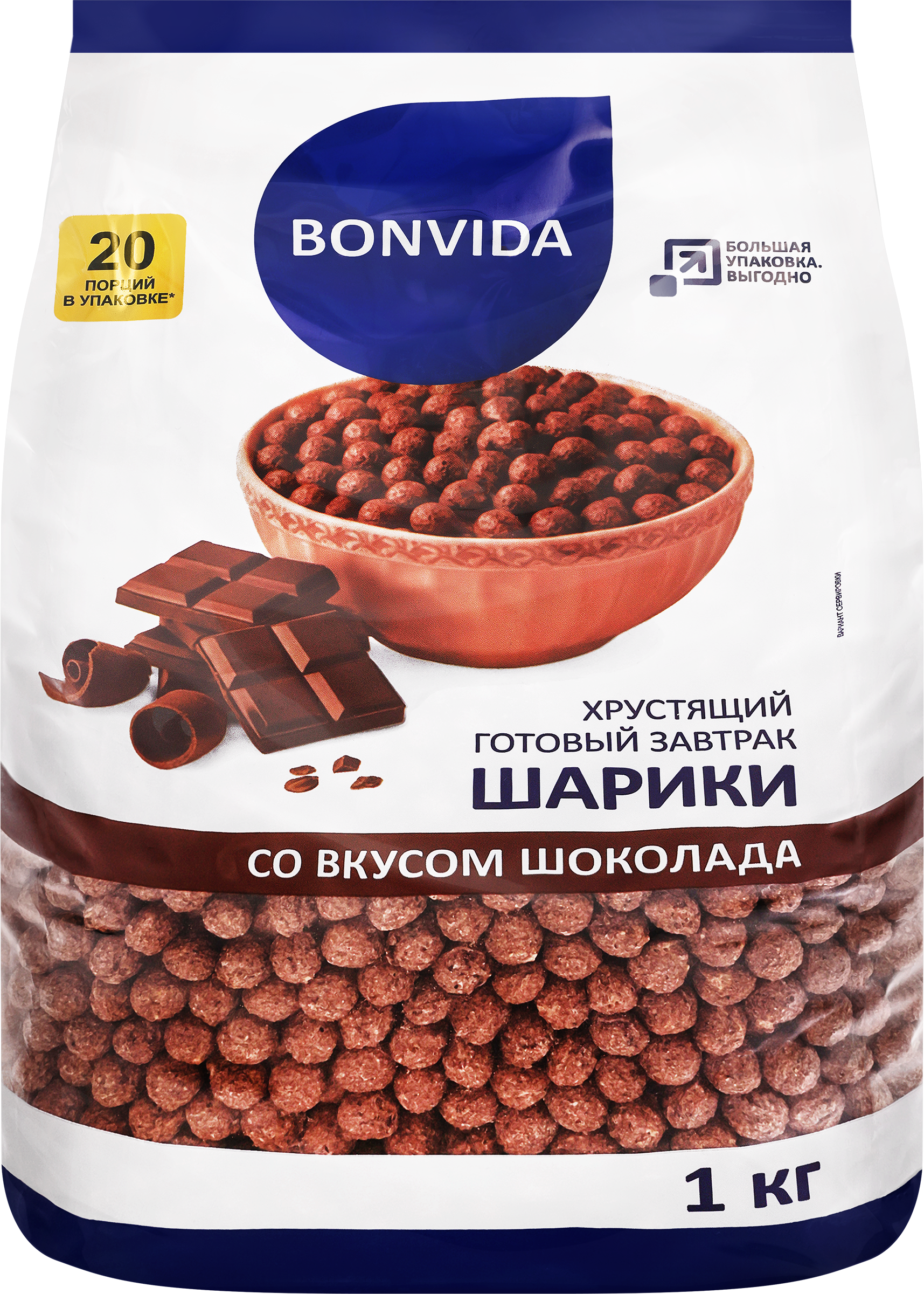 Изображение товара Готовый завтрак BONVIDA Шарики со вкусом шоколада, 1кг