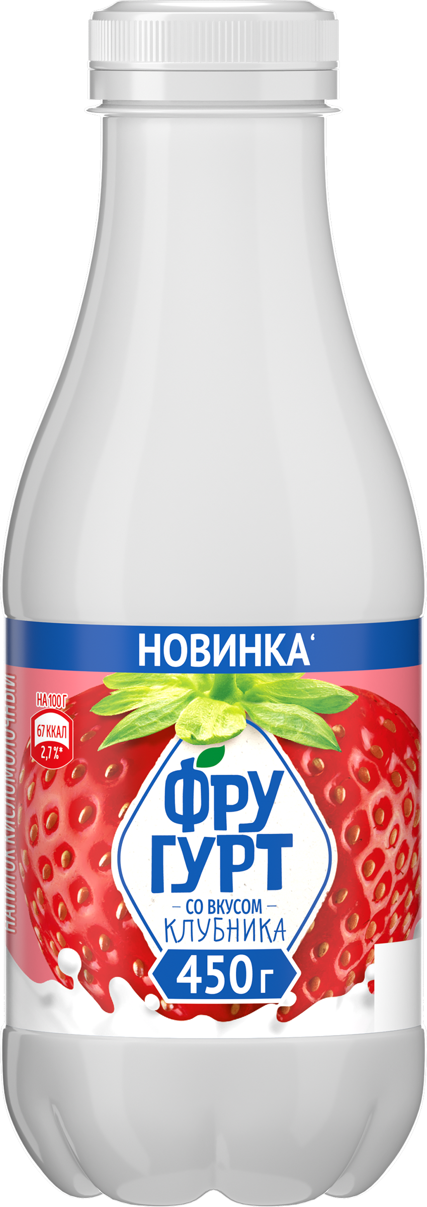 Изображение товара Напиток кисломолочный ФРУГУРТ Клубника 1%, без змж, 450г