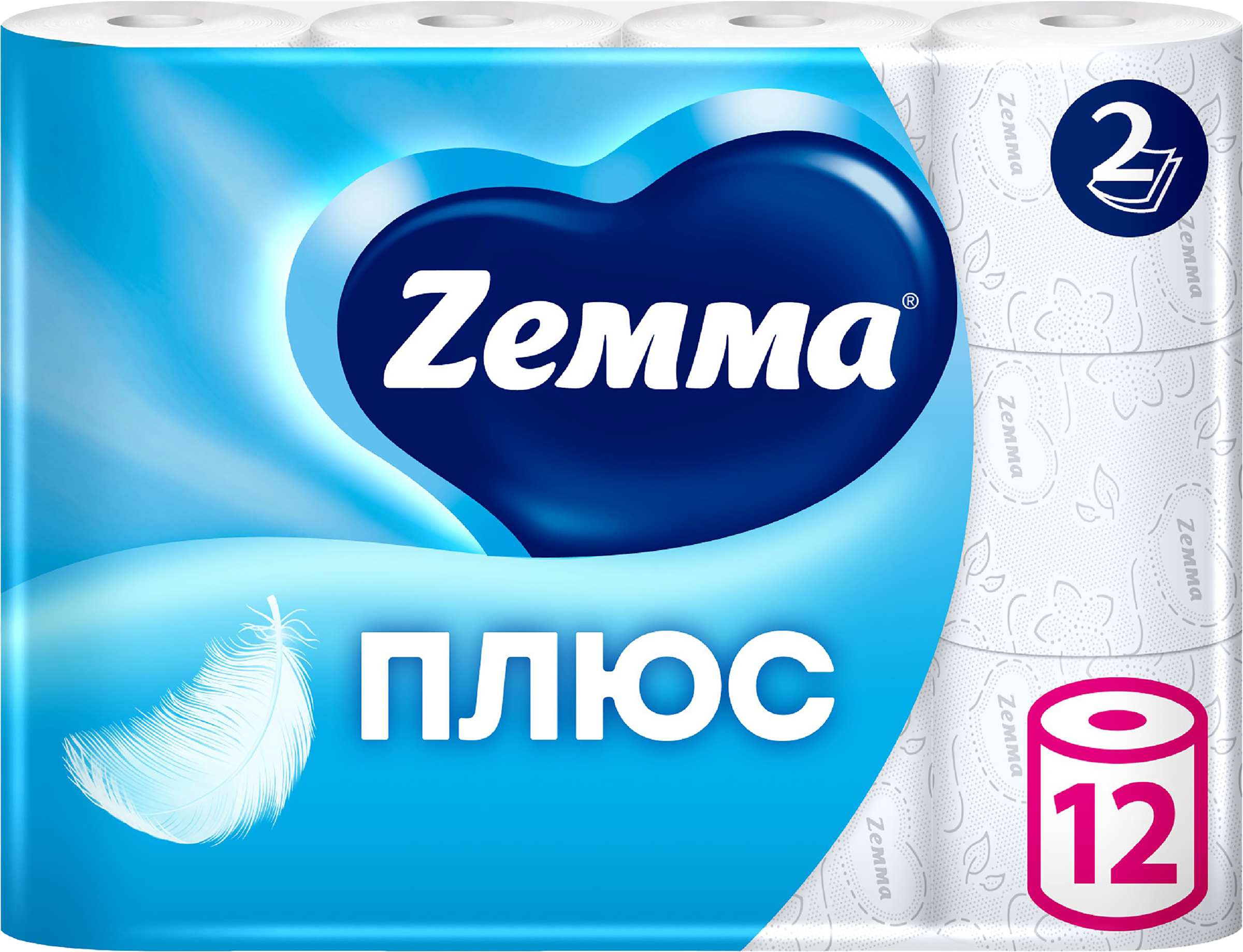 Изображение товара Бумага туалетная ZEMMA Плюс белая 2 слоя, 12шт