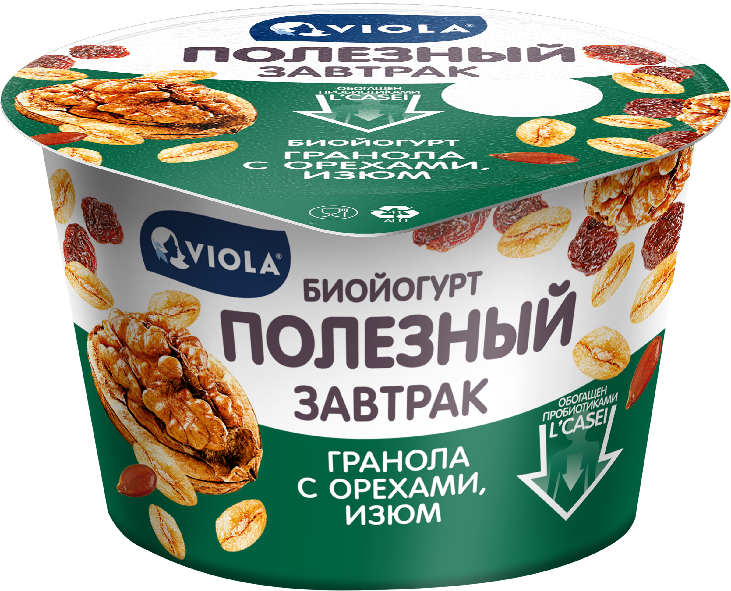 Изображение товара Йогурт VIOLA Полезный завтрак с гранолой и изюмом, 180г
