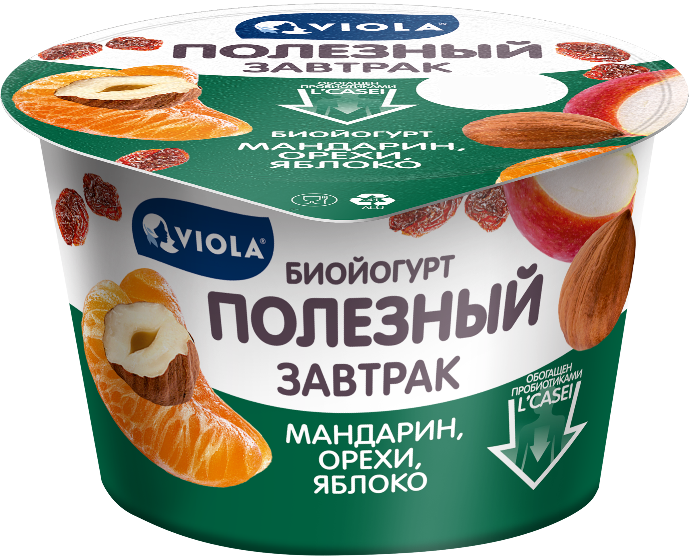 Изображение товара Йогурт VIOLA с мандарином и яблоком 5% натуральный полезный завтрак