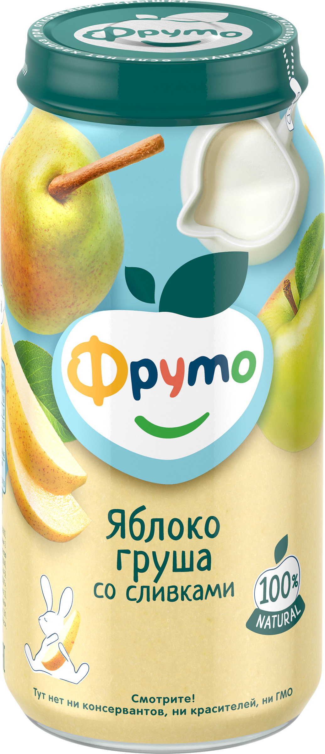 Изображение товара Пюре фруктовое ФРУТОНЯНЯ Груша и яблоко со сливками 250 г для детей