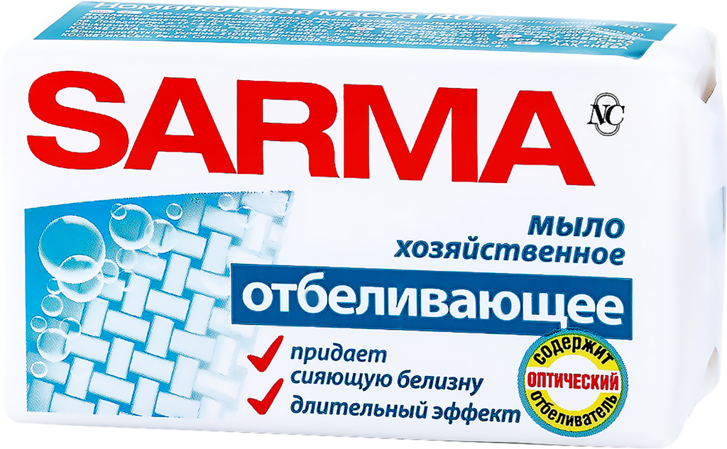 Изображение товара Мыло хозяйственное SARMA отбеливающее 140г для стирки белья
