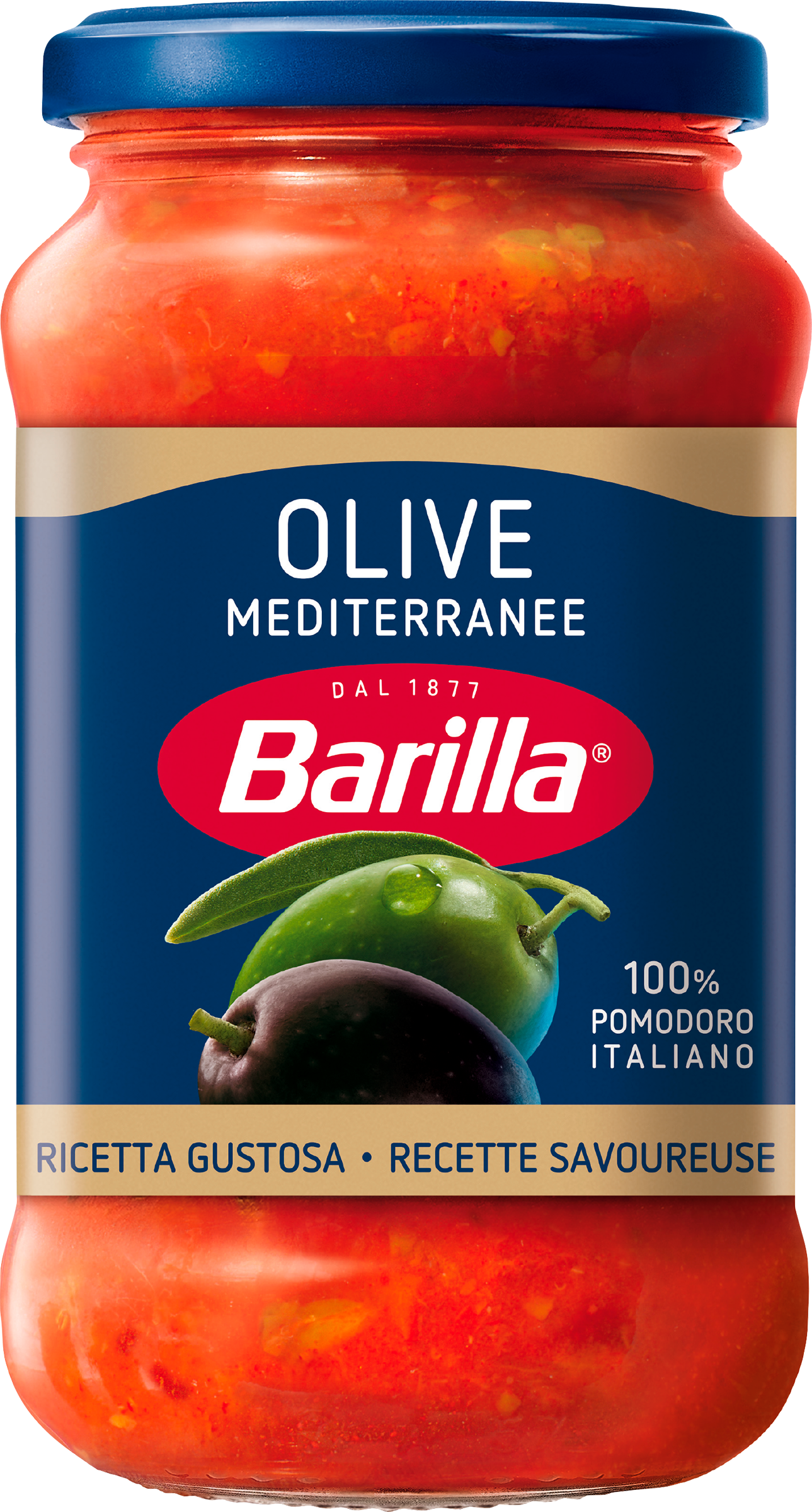 Изображение товара Соус томатный BARILLA Olive с черными и зелеными оливками, 400г