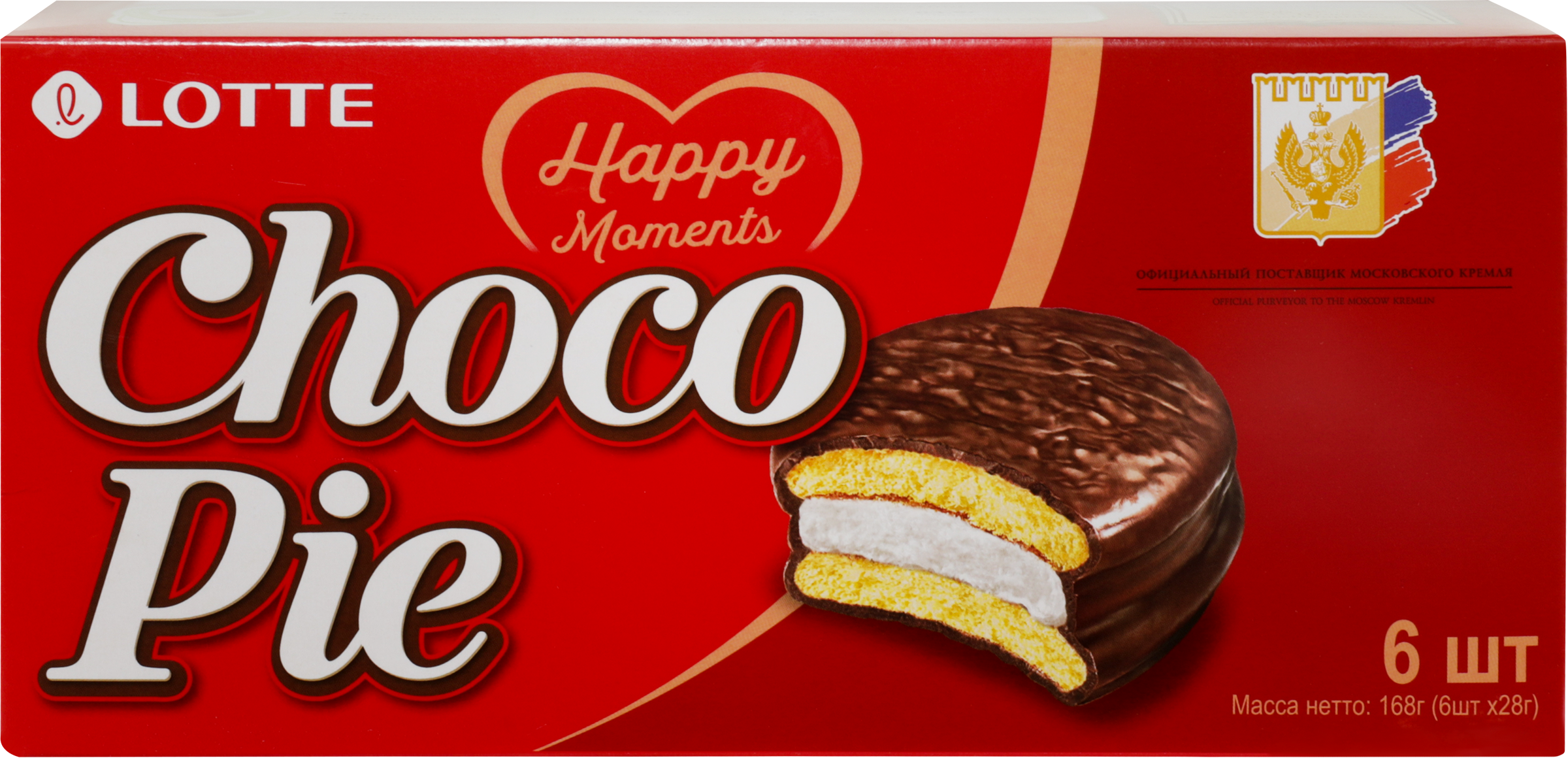 Изображение товара Печенье LOTTE Choco Pie бисквитное в шоколадной глазури, 6х28г
