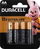 Батарейки щелочные DURACELL АА/LR6, 4шт - фото 0