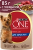 Корм влажный для взрослых собак PURINA ONE Mini Говядина, картофель и горох в подливе, 85г - фото undefined