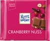 Шоколад молочный RITTER SPORT с кусочками клюквы и орехом лещины, 100г - фото 0