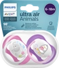 Пустышка для девочки PHILIPS AVENT Ultra air Lime Слон/Пингвин, с 6 месяцев, Арт. SCF080/08, 2шт - фото 0