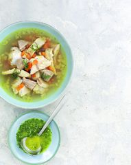 Уха из щуки и судака с&nbsp;гречневыми клецками