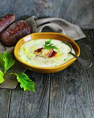 Картофельный суп с копченой рыбой