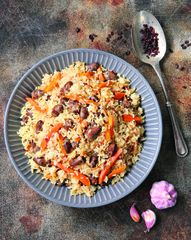 Плов с куриными сердечками