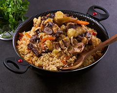 Плов с говядиной в казане
