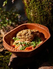 Суфле из индейки с зелёным горошком  и хрустящей морковью