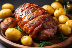 Запеченная свиная шея с овощами