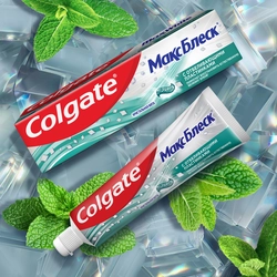 Зубная паста COLGATE Макс Блеск Кристальная мята с отбеливающими пластинками для свежего дыхания и отбеливания зубов, 100мл