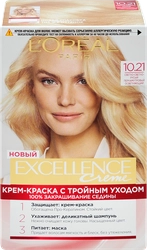 Краска для волос EXCELLENCE 10.21 Светло-русый перламутровый осветляющий, 176мл