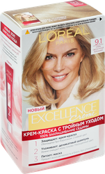 Краска для волос EXCELLENCE 9.1 Очень светло-русый пепельный, 176мл