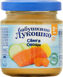 Пюре рыбно-овощное БАБУШКИНО ЛУКОШКО Рагу овощное с семгой, с 8 месяцев, 100г